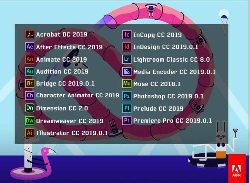 Adobe CC 2019 v10.1.0 大師版 是Adobe旗下產品安裝包合輯 英文/簡體/繁體中文版(3DVD)