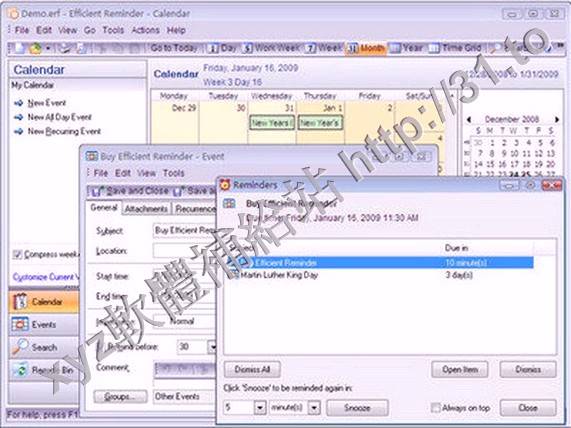 Efficient Software Portable Efficient Reminder v3.0 英文正式版(人事資料管理系統和日曆軟體)