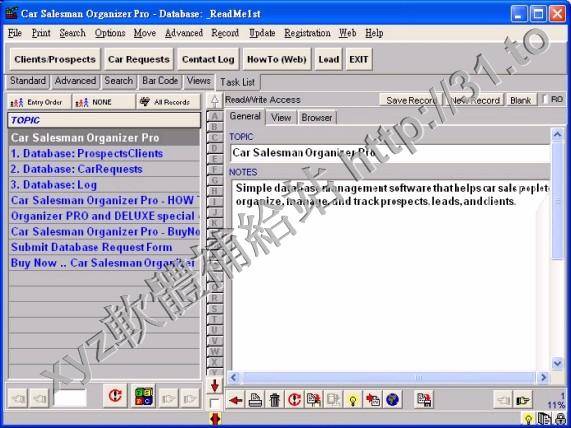 PrimaSoft Car Salesman Organizer Pro v2.8 英文正式版(電腦輔助車輛銷售員資料免費管理軟體)