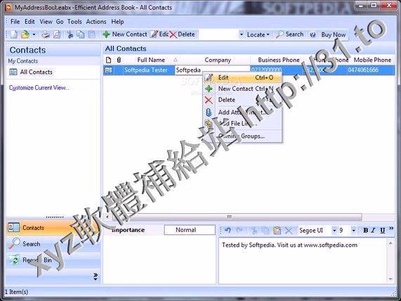 Efficient Address Book Portable v5.0.505 英文正式版(記事管理軟體)