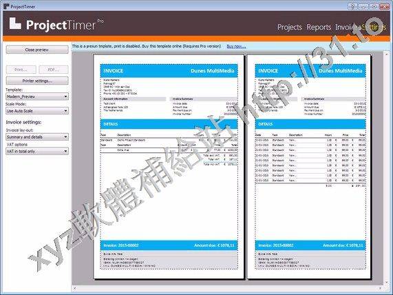 Dunes Multimedia Project Timer v1.21 英文正式版(發票管理應用軟體)