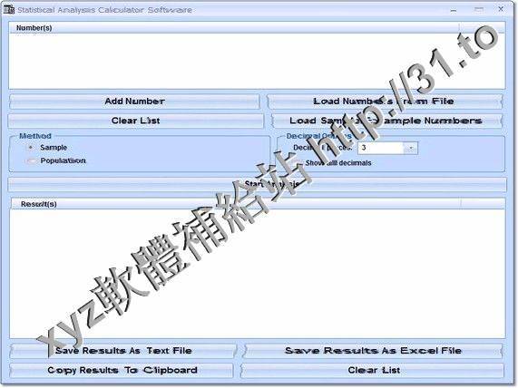 Statistical Analysis Calculator Software v7.0 英文正式版(計算器軟體)