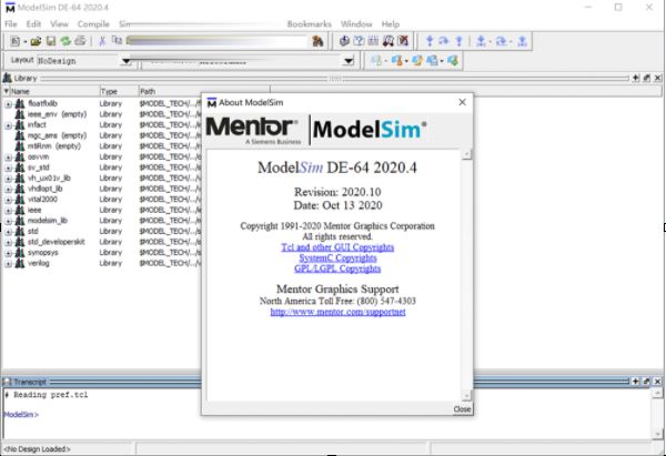 Mentor Graphics ModelSim DE-64 2020.4 硬體描述語言模擬工具 英文版