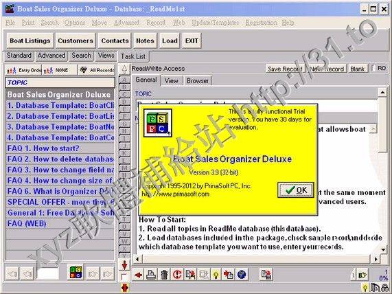 PrimaSoft Boat Sales Organizer Deluxe v3.9 英文正式版(數據庫管理軟體)