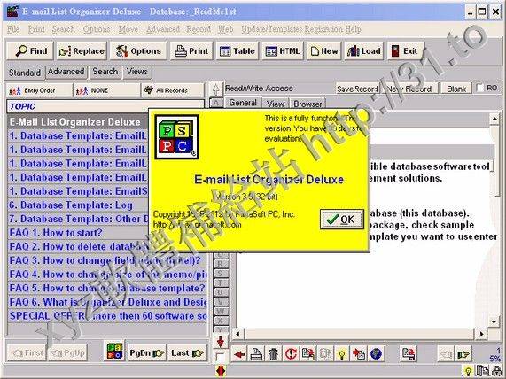 PrimaSoft E-Mail List Organizer Deluxe v3.9 英文正式版(數據庫管理軟體)