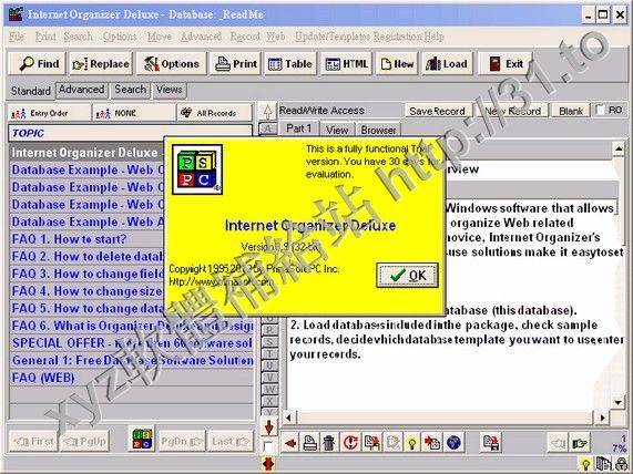 PrimaSoft Internet Organizer Deluxe v3.9 英文正式版(數據庫管理軟體)