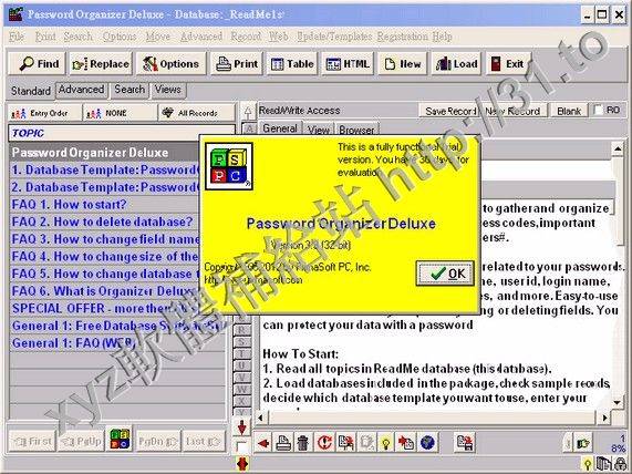 PrimaSoft Password Organizer Deluxe v3.9 英文正式版(數據庫管理軟體)