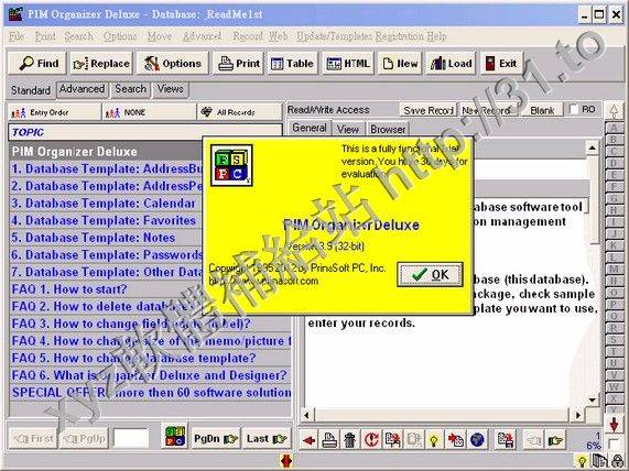 PrimaSoft PIM Organizer Deluxe v3.9 英文正式版(數據庫管理軟體)
