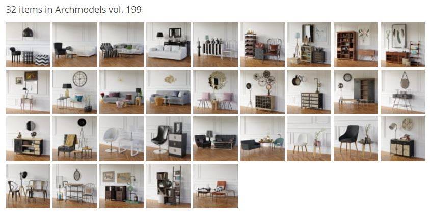 Evermotion Archmodels 3D模型合集 Max-Vray 模型庫 Vol.199 現代室內裝飾(DVD版)