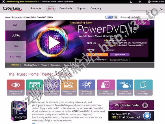 CyberLink PowerDVD Ultra v15.0.1727.58 英文正式版(3D影音播放軟體)