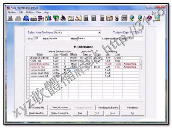 R E G Software Auto Maintenance Plus v9.5 英文正式版(汽車維護、家務資訊管理軟體)