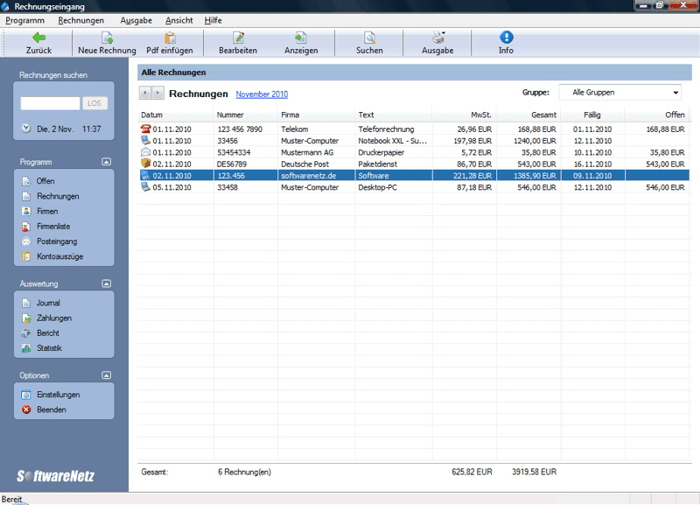 Softwarenetz Rechnungseingangsbuch v2.03 英文正式版(發票軟體)