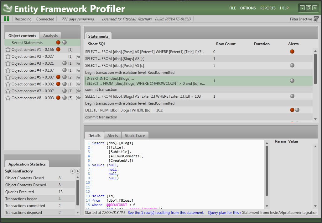 Hibernating Rhinos Entity Framework Profiler v2.0 Build 2207 英文正式版(可視化調試器軟體)