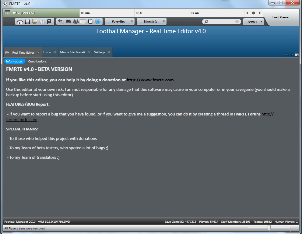 BraCa Football Manager Real Time Editor v14.3.1.35 英文正式版(編輯器應用軟體)