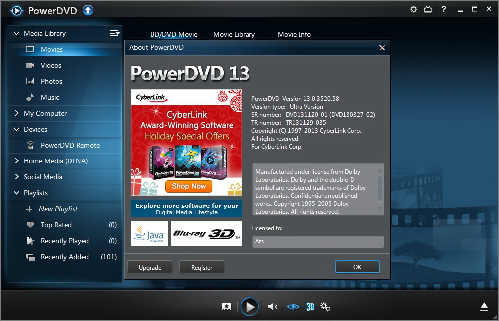 CyberLink PowerDVD Ultra v14.0.4028.8.10 英文正式版(高清3D影音播放軟體)