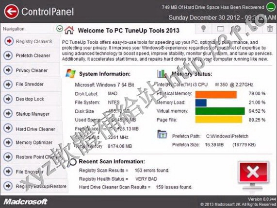 Madcrosoft PC TuneUp Tools 2014 v8.1.004 英文正式版(系統優化軟體)