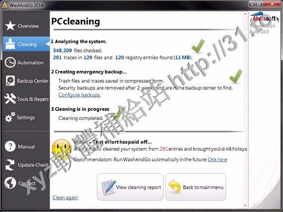 Abelssoft WashAndGo 2015 v19.2 英文正式版(垃圾文件清理軟體)