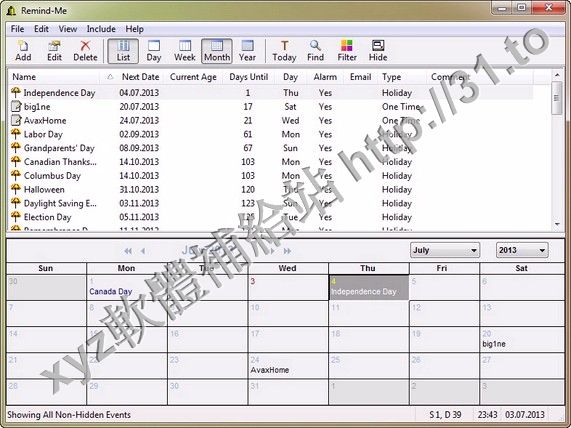 Beiley Software Remind-Me v7.8 英文正式版(日曆軟體)